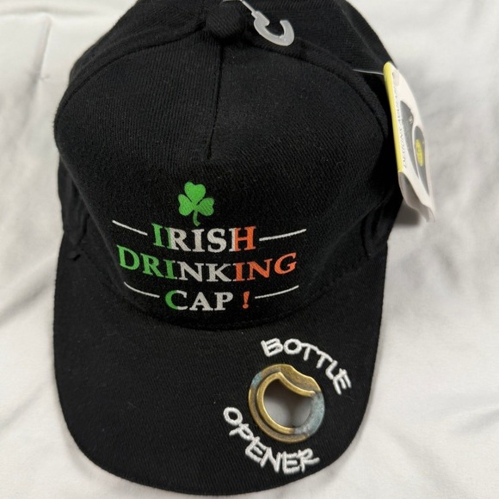 Liffey‎ Artefacts Irish Drinking Cap Black Cotton Baseball Hat Bottle Opener New